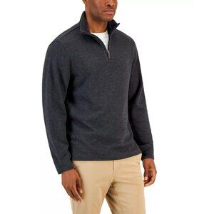 Club Room Mens Mock Neck Sweatshirt 1/4 Zip Womens Dark Lead Gray Size Small